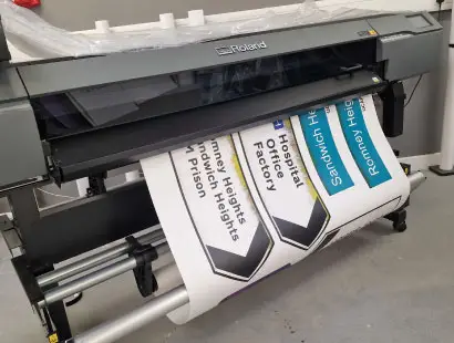 Wide-format roll graphics for agency brand activation